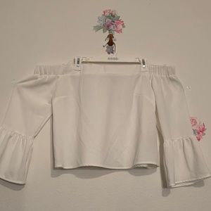 Extra large white cold shoulder tank top